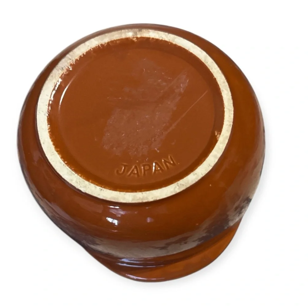 Vintage Brown Mixing Bowl with Spout, Made in Japan, Japanese Stoneware